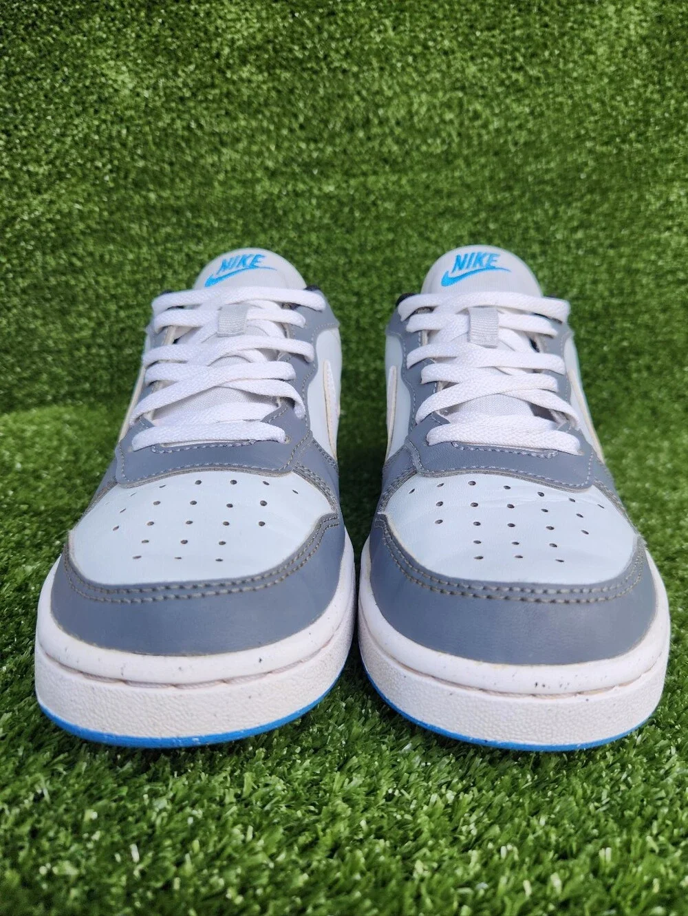 Nike Court Borough Low Big Boys Kids Leather White Gray Sneakers Size 5 Youth